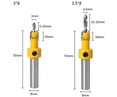 Bestgle greito keitimo grąžtas su įgilinimu medienai, Hss grąžtas su 8 mm koteliu, grąžto antgalis 2,8 mm-4 mm kūginiu galu medienai