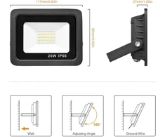 Bikuer 20 W šiltai balta led prožektorius, 1400 lm, itin ryškus 220 V led prožektorius, lauko prožektorius, ip66 atsparus vandeniui, 6000 k dienos šviesos baltumo, idealus sieninis šviestuvas, lauko apšvietimas sodui, garažui