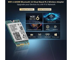 Binardat Wifi 6e kortelė M.2 Ax200 Wifi tinklo adapteris, Intel Ax200 Chip Bluetooth 5.0, 3000mbps Dual Band 2.4ghz/5ghz Ofdma &amp; Mu-mimo nešiojamam kompiuteriui Windows 10/11