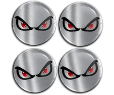 Biomar Labs® 4 x 60 mm lipdukas 3d silikoninis sidabrinis No Fear Eyes Eyes No Fear skirtas ratų gaubtams A 10360