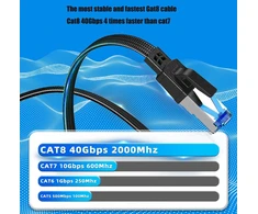Bithai Ethernet kabelis 5 m, Cat 8 40 Gbps 2000 Mhz didelio greičio tinklo kabelis, plokščias Rj45 gigabitinis pataisos kabelis, trumpas nailoninis pintas interneto Lan kabelis, skirtas Cat9/cat8/cat7/cat6/cat5e (5m)