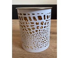 Bitto varpelio formos žibintas ir smilkalų degiklis metalinis baltas/auksinis, aukštis: 10 cm, skersmuo 8 cm, su nerūdijančio plieno sieteliu, kurio skersmuo 9 cm