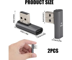 Bivofu 90° kampu usb c adapteris, 3.1 gen 2 male to female itin greitas duomenų perdavimas 10 gbps ir įkrovimas 100 w al-aliuminio lydinys nešiojamiesiems kompiuteriams ir usb-c įrenginiams, 2 vnt., pilka