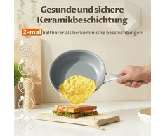 Blazant keraminė indukcinė keptuvė 24 cm, nelimpanti keptuvė, padengta visų tipų viryklėms, keraminė keptuvė be ptfe ir pfoa, su plieno rankena, smėlio spalvos