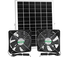 Blessny 5.5 colių saulės energija varomas ventiliatorių rinkinys, 25w saulės baterija su 2 vandeniui atspariais ventiliatoriais lauko vištidėms, šiltnamiams, pašiūrėms, oro tiekimui arba ištraukimui su 4.5m kabeliu