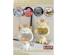 Blook besijuokiančios katės figūrėlės statula, didelio nasro katės dėžutė daiktams, maneki neko laimės katės skulptūra, laimingos katės dėžutė daiktams, kačiuko raktų dubuo, papuošalų padėklas