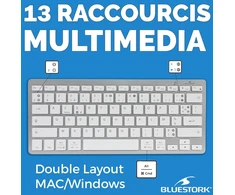 Bluestork – belaidė bluetooth klaviatūra kompiuteriui, suderinama su windows 11, 10, 8 ir mac os – mini klaviatūra pc/mac french azerty, kompaktiška, itin plona, lengva, tyli – nauja 2024 (balta)