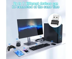 Bluetooth 5.3 adapteris kompiuteriui, usb bluetooth adapterio dongle, usb edr bluetooth belaidis siųstuvas-imtuvas, skirtas staliniam kompiuteriui, nešiojamam kompiuteriui, kompiuteriui, ausinėms, klaviatūrai, pelei, bluetooth stereo, su windows