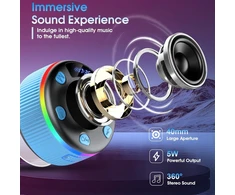 Kompiuterio kolonėlės Bluetooth garsiakalbis dušui, muzikos grotuvas bluetooth su rgb šviesų šou, ip7 atsparus vandeniui bluetooth garsiakalbis dušui su siurbtuku, nešiojamas garsiakalbis su stereo garsu, laisvų rankų funkcija, mikrofonas, mėlynas