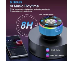 Kompiuterio kolonėlės Bluetooth garsiakalbis dušui, muzikos grotuvas bluetooth su rgb šviesų šou, ip7 atsparus vandeniui bluetooth garsiakalbis dušui su siurbtuku, nešiojamas garsiakalbis su stereo garsu, laisvų rankų funkcija, mikrofonas, mėlynas