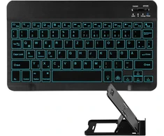 Bluetooth klaviatūra universalus nešiojamas Qwertz vokiečių 7 spalvų apšviesta įkraunama klaviatūra, skirta Ios Android Windows Pc planšetiniam kompiuteriui Mac išmaniajam telefonui su planšetinio kompiuterio stovu