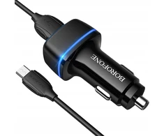 Borofone Bz14 2usb 2.4a Led įkroviklis + micro Usb kabelis