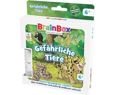 Brainbox Brain Box 2054902 kišeninis leidimas pavojingi gyvūnai, kompaktiškas edukacinis žaidimas, atminties žaidimas, viktorinos žaidimas, kelioninis žaidimas vaikams nuo 6 metų