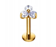 Breil Auksinis Piercing auskaras Labret trikampis gėlė Helix Conch Titanas 1.2/6/4