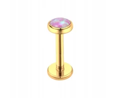 Breil Piercing Auksinis labretas su rožiniu opalu, titanas, skirtas Lobe Helix 1,2/6/3