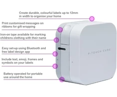 Brother P-touch Cube Bluetooth etikečių spausdintuvas (3,5–12 mm pločio Tze juostoms, iki 20 mm/sek. spausdinimo greitis)