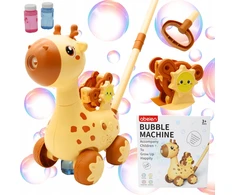 Bubble Fun Žaislinė vejapjovė su muilo burbulais žirafa burbulų pūtiklis stumdoma + 2x skystis nemokamai