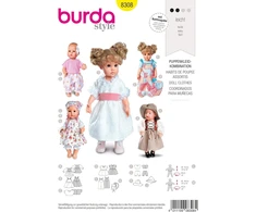 Burda iškarpos lėlių drabužiams 8308, 2 dydžiai: M 30-35 cm, L 40-45 cm