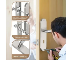 Bwintech 4 dalių 72 mm modernių cinko durų rankenų komplektas su plokštele ir rakto skylute, tinkamas miegamajam, įėjimo durims, medinėms durims