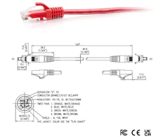 C2g Cat6a itin lankstus plonas ethernet kabelis, idealiai tinkantis maršrutizatoriui, modemui, internetui, wifi dėžutėms, XBOX, ps5, smart tv, sky q, ip kamerai, itin dideliam interneto greičiui (raudonas)
