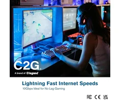 C2g Cat6a itin lankstus plonas ethernet kabelis, idealiai tinkantis maršrutizatoriui, modemui, internetui, wifi dėžutėms, XBOX, Ps5, Smart Tv, Sky Q, Ip kamerai, itin dideliam interneto greičiui - pilkas