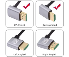 Cablecc Hdmi 2.1 itin plonas Hdtv kabelis 8k 4k itin lankstus plonas apatinis kampinis į viršų 90 laipsnių A tipo kompiuteriui Hdtv (50cm)