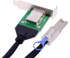 Cablecc mini sas sff-8088 male į sff-8088 female išorinis kabelis pcba su žemo profilio laikikliu 50cm