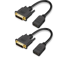 Cablecreation Hdmi į Dvi kabelis, 0.15m dvikryptis Hdmi lizdas į Dvi (24+1) kištuko adapterio kabelis, Hdmi Dvi konvejeris, palaiko 1080p, 3d, paauksuotas, 2 vienetai 0.5ft/juodas