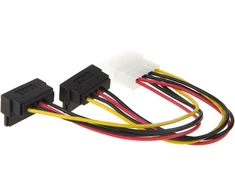 Cablecreation Molex į Sata, [2 vnt.] 15 cm Molex 4 kontaktų į 2 x Sata 15 kontaktų žemyn kampu moteriškas maitinimo kabelis