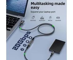 Cakoble usb c - usb c 2m kabelis, usb 3.2 gen2 type c įkrovimo kabelis, 20 gbps duomenų perdavimas, 240 w 48 v/5 a greito įkrovimo kabelis, 4k @ 144 hz vaizdo perdavimo usb c kampas nešiojamam kompiuteriui, mobiliajam telefonui