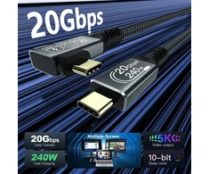 Cakoble usb c - usb c 2m kabelis, usb 3.2 gen2 type c įkrovimo kabelis, 20 gbps duomenų perdavimas, 240 w 48 v/5 a greito įkrovimo kabelis, 4k @ 144 hz vaizdo perdavimo usb c kampas nešiojamam kompiuteriui, mobiliajam telefonui