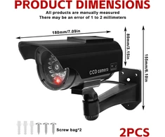 Camera Atrappe lauko, 2 vnt. muliažinių apsaugos kamerų su mirksinčia led lempute, muliažinė cctv stebėjimo kamera, muliažinė saulės energija maitinama simuliacinė netikra kamera