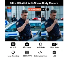 Cammhd W8-64gb 4k Apsaugos nuo drebėjimo kūno kamera 2 Baterijos 4000 Mah su 10 valandų vaizdo įrašymu, duomenų šifravimo automobilio Ultra Hd naktinio matymo kūno kamera su įkrovimo stotele apsaugai