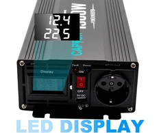 Captok 1500 vatų grynos sinusinės bangos inverteris 12v dc į 220v ac su led ekranu, 2 ac išėjimais, 5v 2.4a usb prievadu, galios keitiklis automobiliui, sunkvežimiui, namams, kelionėms