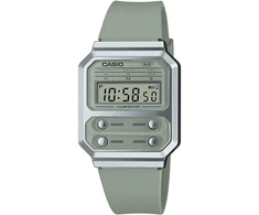 Casio A100wef-3aef skaitmeninis laikrodis su žaliu ciferblatu