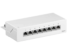 Cat 6 mini/desktop patch panel, 8 portų, baltas - Stp ekranuotas, baltas