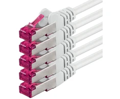 Cat6a tinklo kabelis 3m, baltas, 5 vnt., S-ftp, 10gb/s