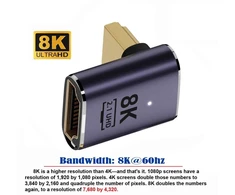 Chenyang Cy Hdmi 2.1 konverterio adapteris, Hdmi Male į Female 90 laipsnių kampu aukštyn žemo profilio Uhd prailginimo konverterio adapteris