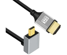 Chenyang hdmi 2.1 kabelis, hdmi male į micro hdmi male 90 laipsnių kampu aukštyn 8k @ 60hz 4k @ 120hz 48gbps itin didelės spartos kabelis paauksuotas 0,5 m, skirtas televizoriui, monitoriui, kompiuteriui