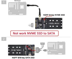 Chenyang M.2 Nvme Pcie Ssd į Sff-8654 ir Ngff Sata Ssd į Sata 2 viename adapteris pagrindinei plokštei (nvem Ssd į Sata neveikia).