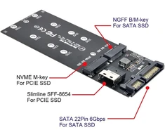 Chenyang M.2 Nvme Pcie Ssd į Sff-8654 ir Ngff Sata Ssd į Sata 2 viename adapteris pagrindinei plokštei (nvem Ssd į Sata neveikia).