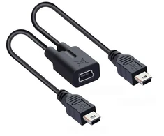 Chenyang Mini Usb skirstytuvas daugiafunkcinis įkrovimo laidas, Mini Usb 1 lizdas į 2 kištukus įkrovimo ilgintuvas palaiko dviejų įrenginių įkrovimą vienu metu, 0,3 m