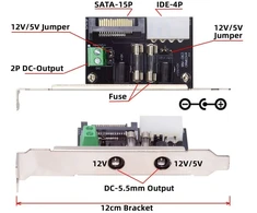 Pagrindinė plokštė Chenyang motininės plokštės sata/ide maitinimo į dc 12v/5v jumper maitinimo adapterio keitiklis su 12 cm pci-e laikikliu