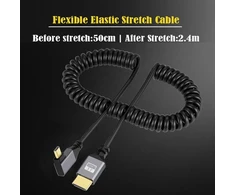 Chenyang spiralinis micro hdmi kabelis hdmi 2.0 į micro hdmi 90 laipsnių kampu į kairę 4k 60hz prailginimo kabelis