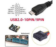 Chenyang Usb 2.0 9 Pin 10 Pin motininės plokštės jungtis į Micro Usb 5 Pin duomenų kabelį 0.5 m