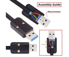 Chenyang usb 3.0 "pasidaryk pats" jungtis aliuminio lydinio usb 3.0 type a male jungties taisymo keitimo litavimo adapteris kabeliui, kurio išorinis skersmuo 6,0 mm
