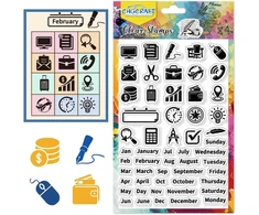 Chgcraft darbo simbolių planavimo laiko skaidrus antspaudas, skirtas "pasidaryk pats" scrapbooking nuotraukų albumui, dekoratyvinių kortelių gamybai, įvairių formų, 16 x 11 cm