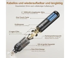 Chuboor rankinis dulkių siurblys, rankinis dulkių siurblys su baterija 17000 Pa, 4 viename mini dulkių siurblys su 8000 Mah baterija ir Hepa trigubu filtru, veikimo trukmė 25 min, įkraunamas per Usb