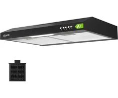 Ciarra Cbcb6903d A+ gartraukis, pagrindas, 60 cm, recirkuliacinis, oro ištraukimas, 3 galios lygiai, integruotas pagrindo spintelės gartraukis su Cbcf009 anglies filtru, juodas