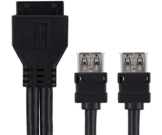 Ciciglow usb 3.0 panelinis montavimo kabelis, usb 3.0 19/20 kontaktų stalinis priekinės pagrindinės plokštės panelinis montavimo kabelis su fiksuotomis kojelėmis (0,6 m)